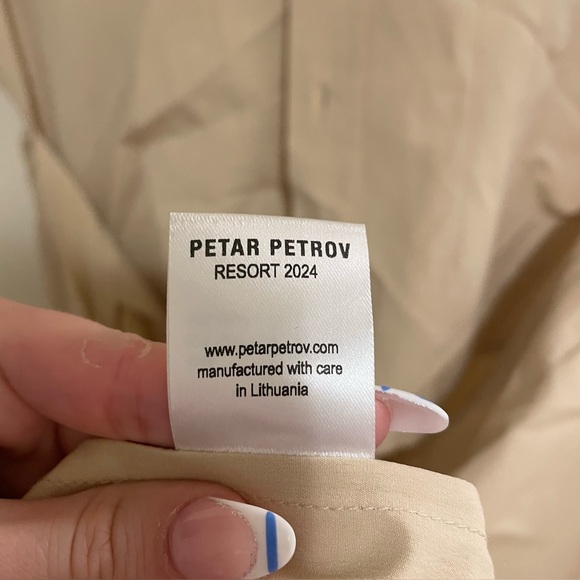 Petar Petrov Revenge Dress Resort 2024 Cotton Linen Tan Midi Sz 8 - Picture 7 of 15